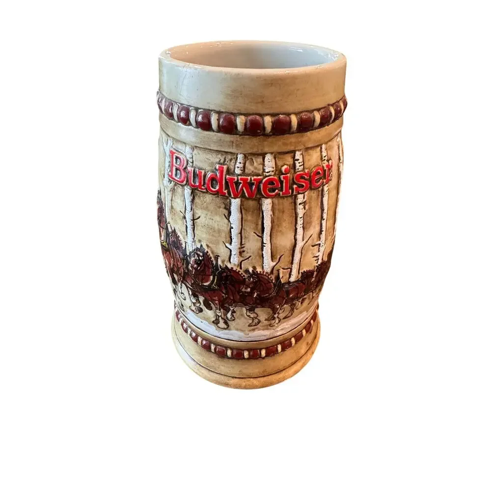 Lot of 7 Vintage Budweiser Holiday Beer Steins Mugs 80s-90s Ceramarte